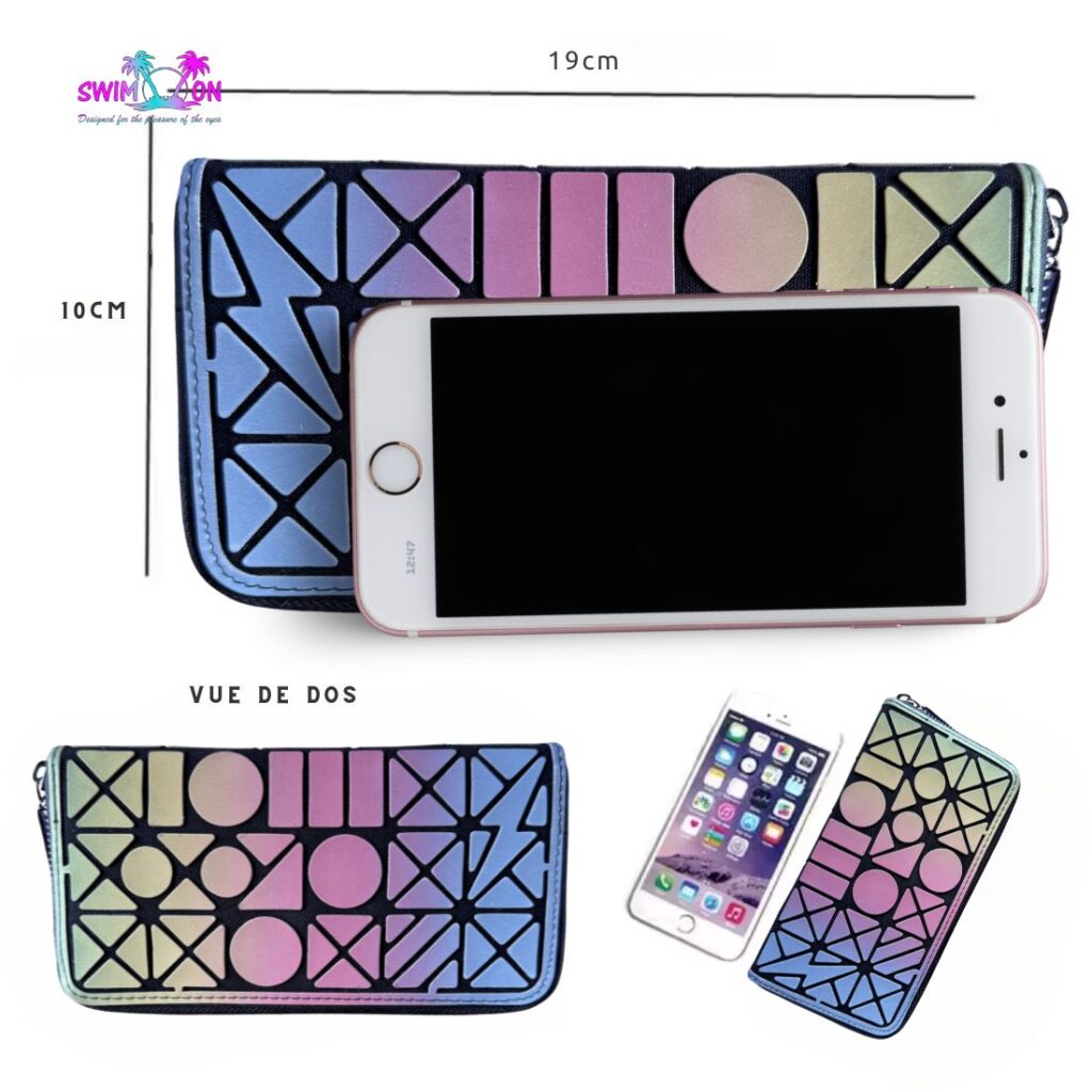 Porte-Monnaie Flashy Sun comparé a taille iPhone