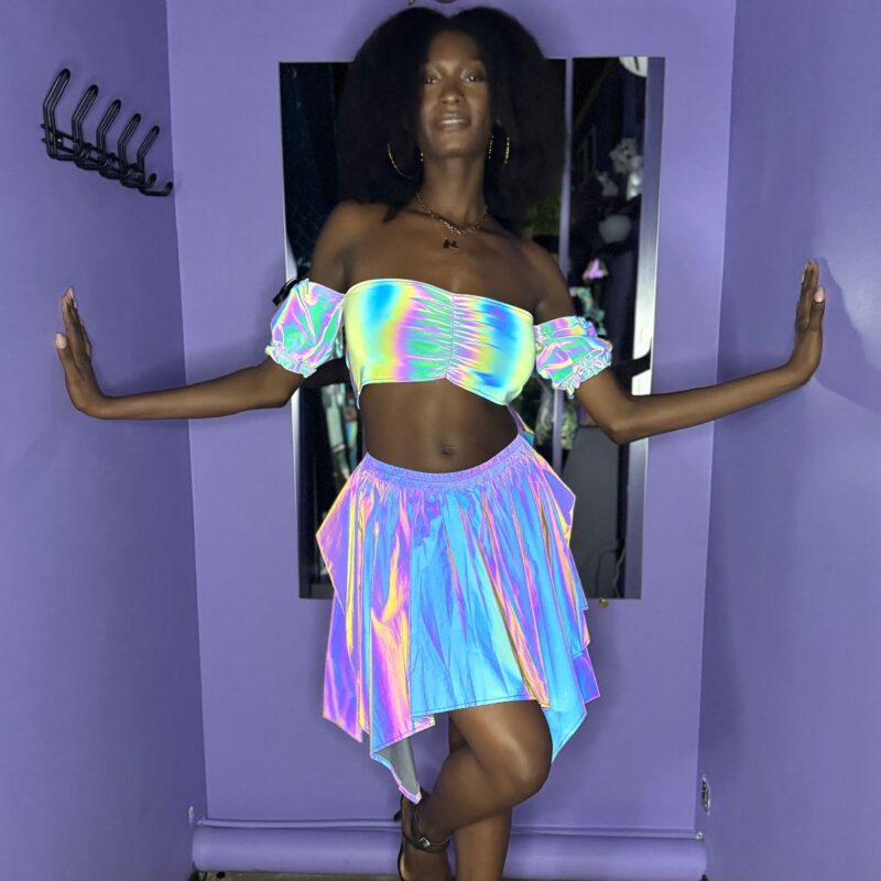 Jupe asymétrique Flashy Bleu